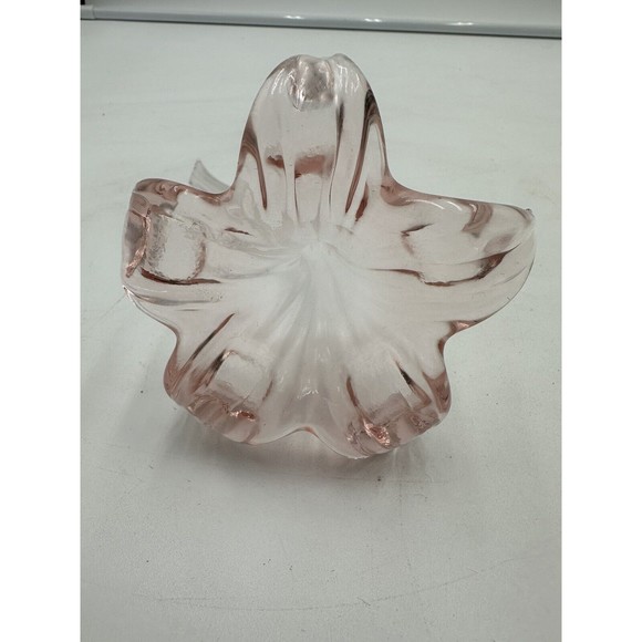 Vintage Hand Blown Art Glass Pink Lily Trumpet Flower Hollow Stem Bud Vase - Picture 2 of 4